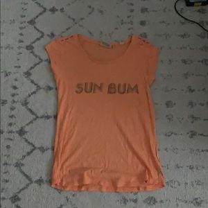 Orange SUN BUM tee with detailed sleeves